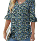 💕Limited Time Sale 50% Off👚Women's 3/4 Length Sleeve V-Neck Ruffle Sleeve Tunic Blouses
