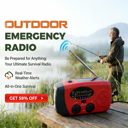 Multifunctional Portable Solar Emergency Radio – Power Bank, Hand Crank & Weather Alert for Outdoor & Crisis Preparedness