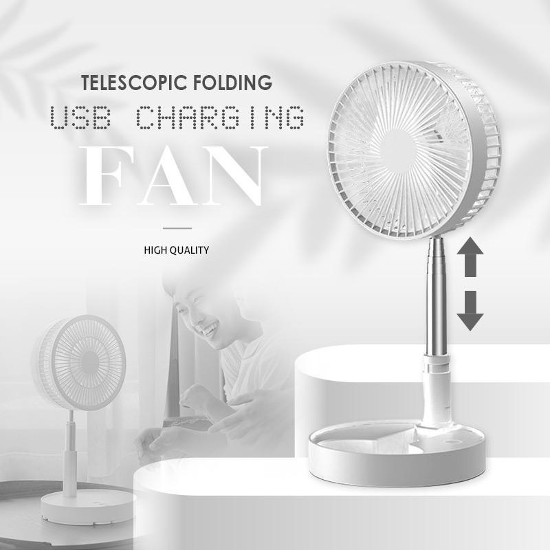 🔋Rechargeable USB Folding Telescopic Fan – Silent, 180° Rotating, 4 Speeds, Portable ✨