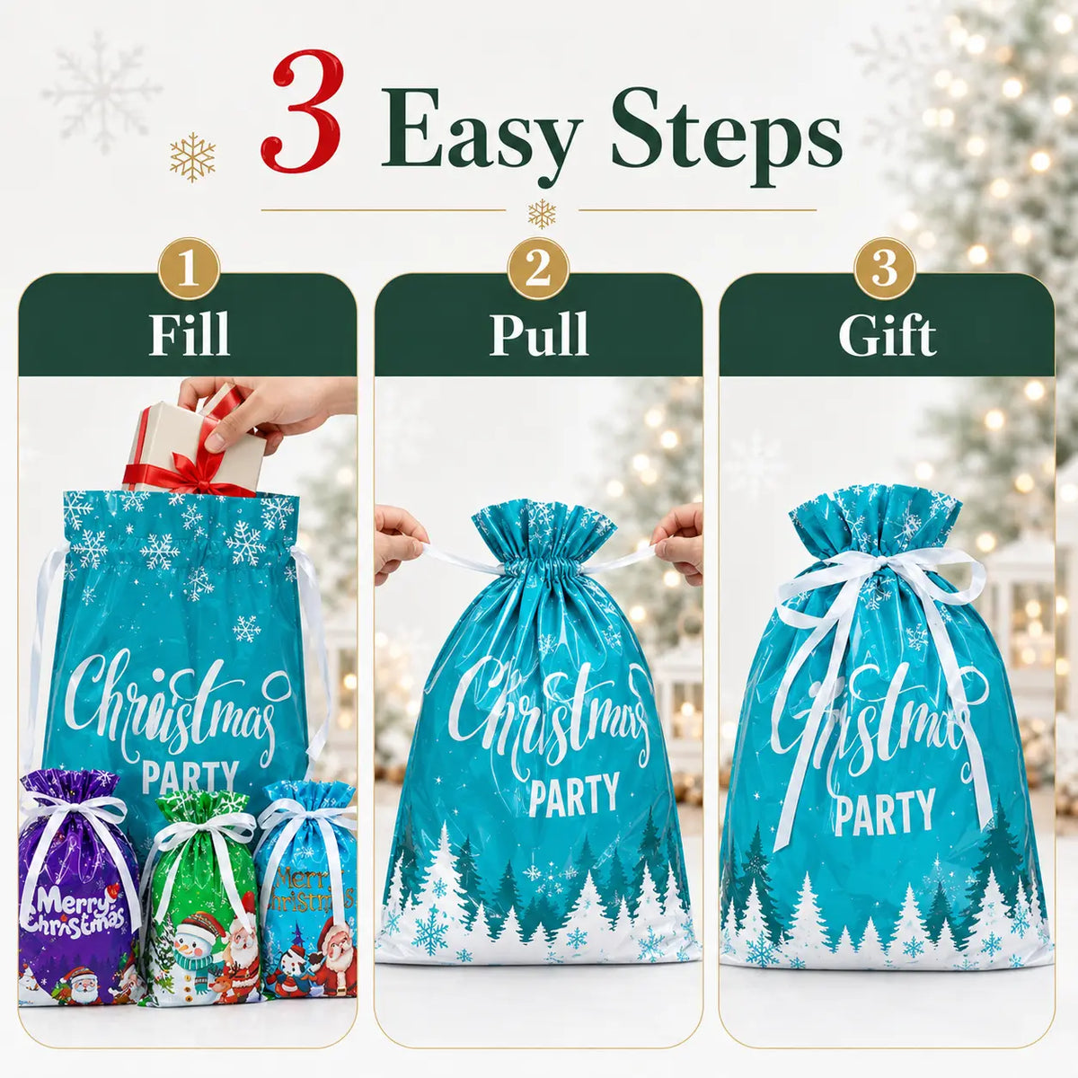 Ready for Christmas!🎅Drawstring Christmas Gift Bags (Biodegradable)