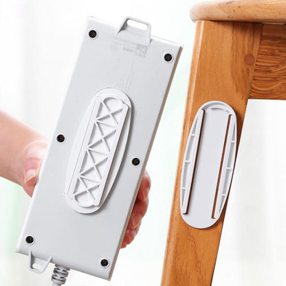 Self Adhesive Desktop Socket Fixer, Power Strip Holder Wall Mount with Cable Organizer Clips, Suitable for WiFi Routers, Remote Controls