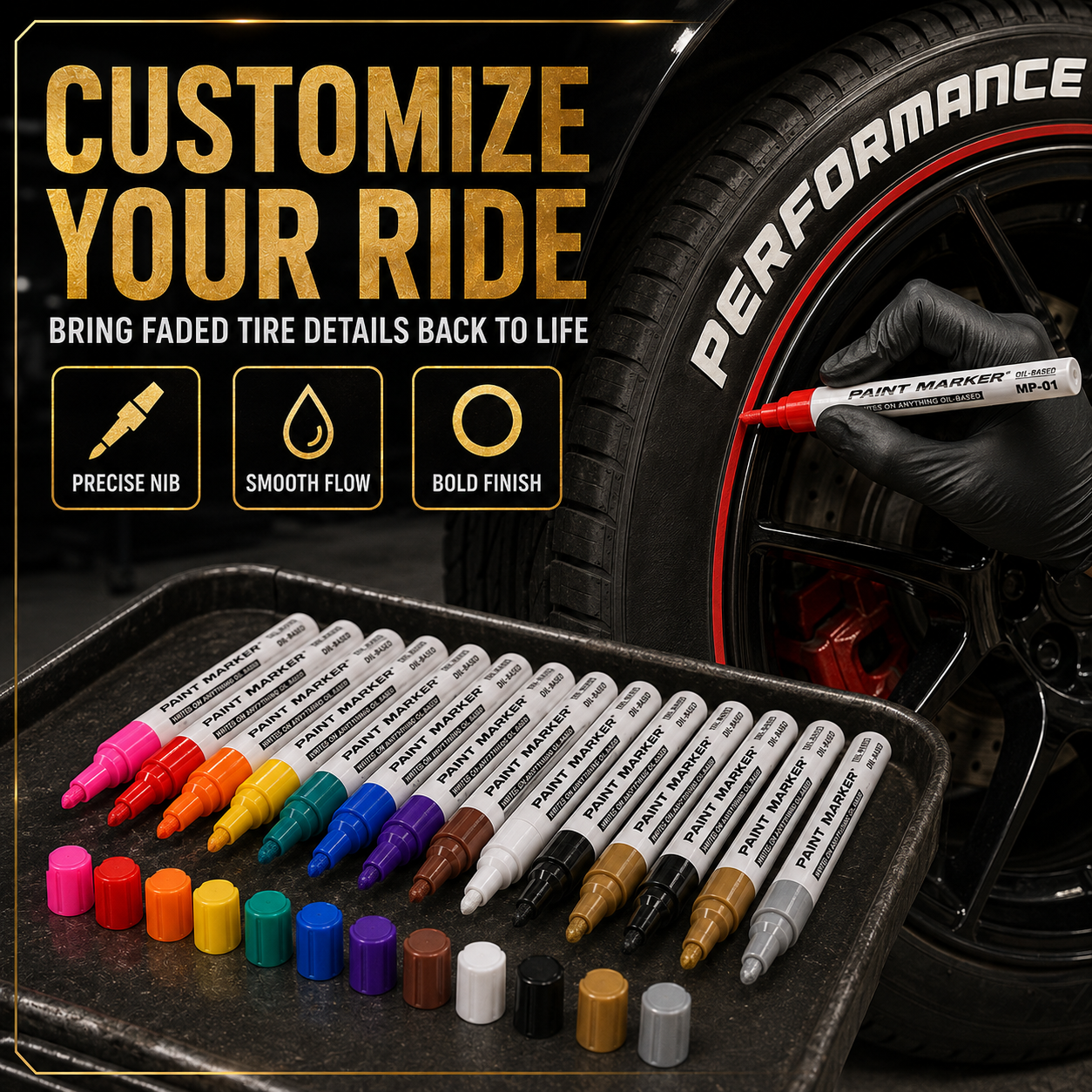 ✏️🔧 50% OFF! Oil-Based Waterproof Tire Marker Pen – 12 vibrant colors, waterproof & fade‑resistant. Perfect for tires, metal, glass & DIY crafts – bold marks that last! 🎨🚗