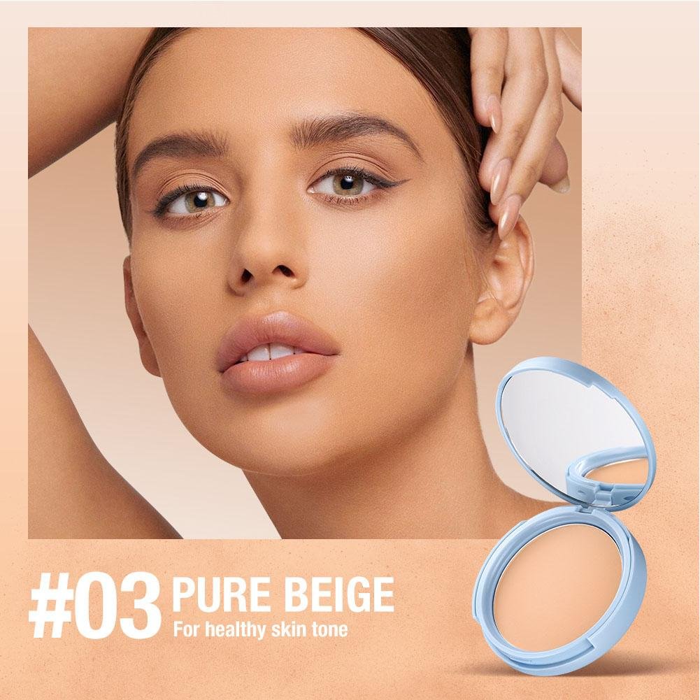 Matte Perfection Pressed Powder Foundation, Oil Control Long Lasting Face Setting Powder, Buildable Coverage Compact Powder