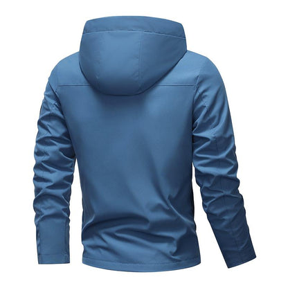 💥Men's Solid Color Waterproof Windproof Drawstring Zip-up Hoodie Jacket
