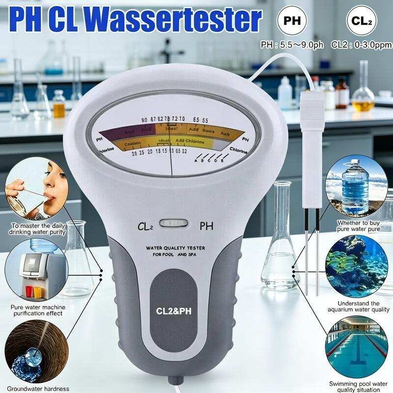 🏊 pH and chlorine tester for swimming pools!Accurate measurement of pH and chlorine levels in your swimming pool – simple, quick and reliable.