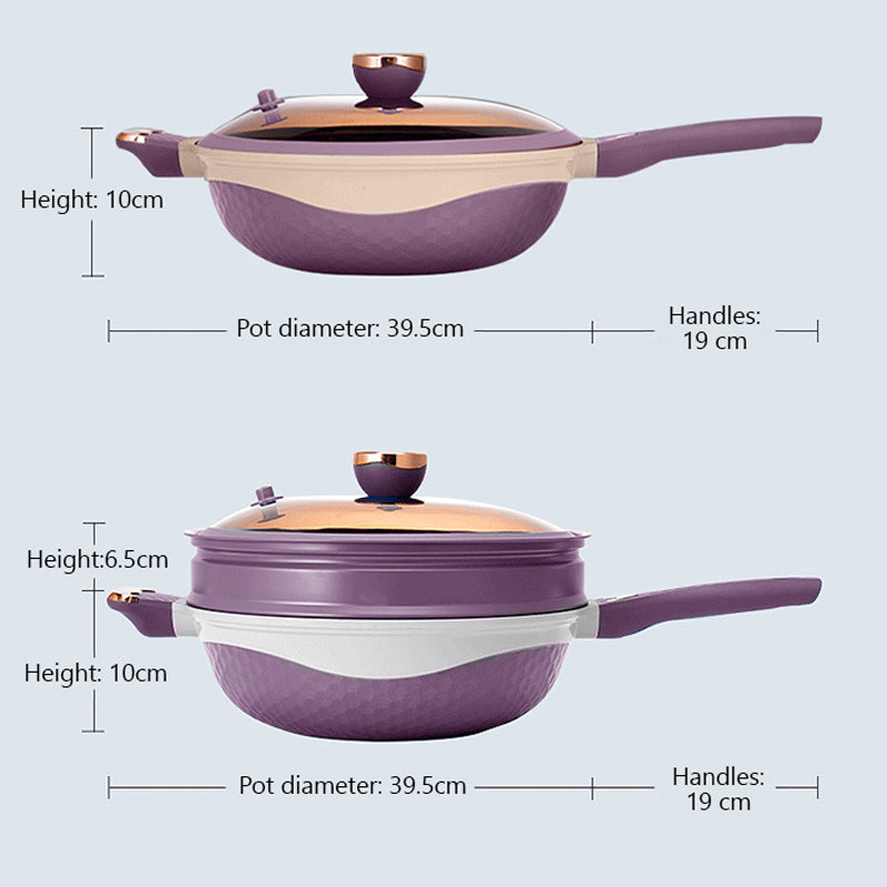 🍳🔥 Non-Stick Pan with Steamer Basket - Healthy Cooking without Oil, Even Heat Distribution for Perfect Results Every Time ✨