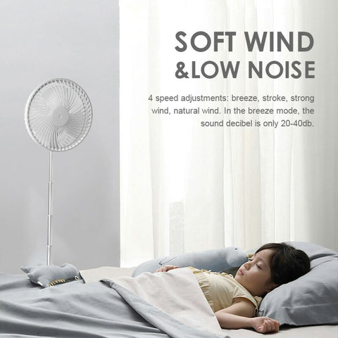 🔋Rechargeable USB Folding Telescopic Fan – Silent, 180° Rotating, 4 Speeds, Portable ✨