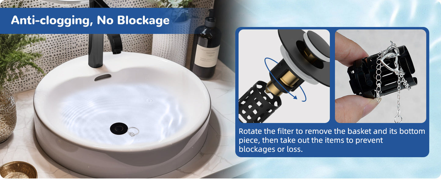 Upgraded 3-in-1 Bathroom Sink Drain Strainer