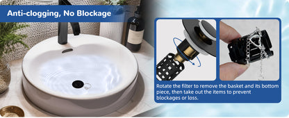 Upgraded 3-in-1 Bathroom Sink Drain Strainer