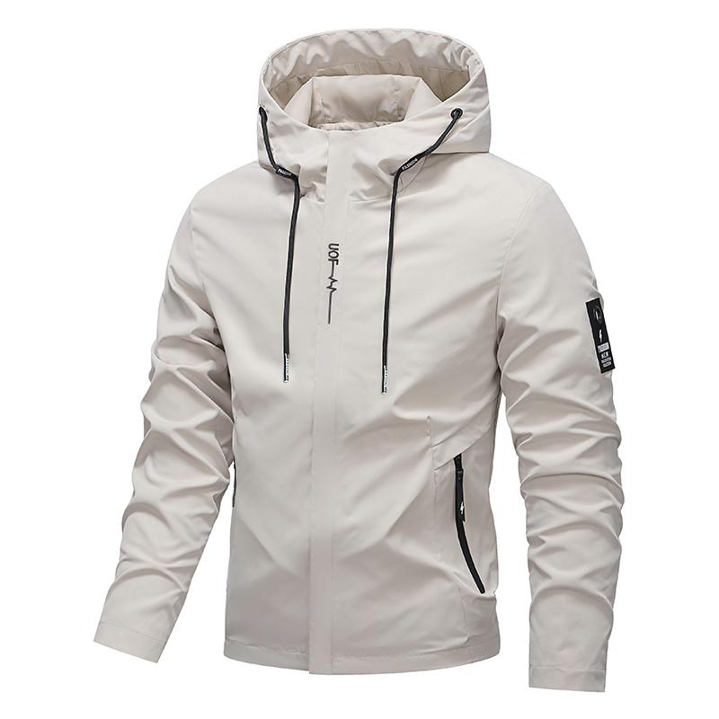 💥Men's Solid Color Waterproof Windproof Drawstring Zip-up Hoodie Jacket
