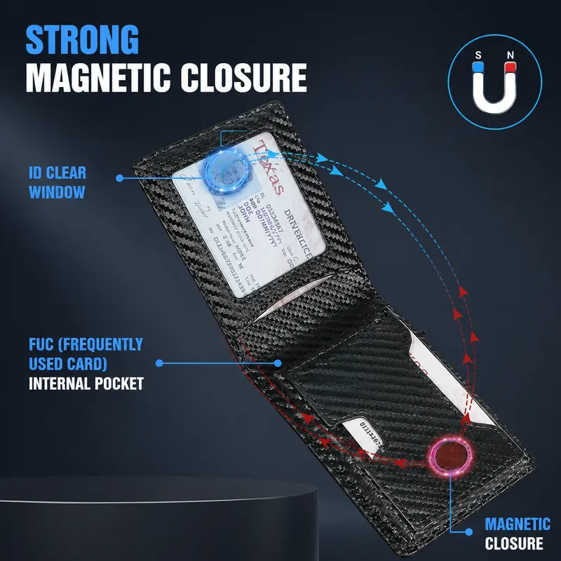 ✨AirTag Wallet for Men - with Pop Up Aluminum Case Money Clip Slim Leather Slots Credit Card Holder RFID Blocking Bifold Minimalist Wallet