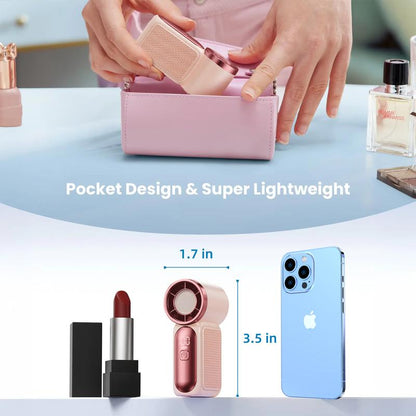 ❄️Mini Handheld Fan with LED Display👍5-Speed Turbo Pocket size Fan✨USB Rechargeable, High-Speed Cooling for Travel & Makeup