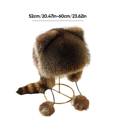 🎁Cute Faux fur Raccoon Tail Parent-Child Plush Hat