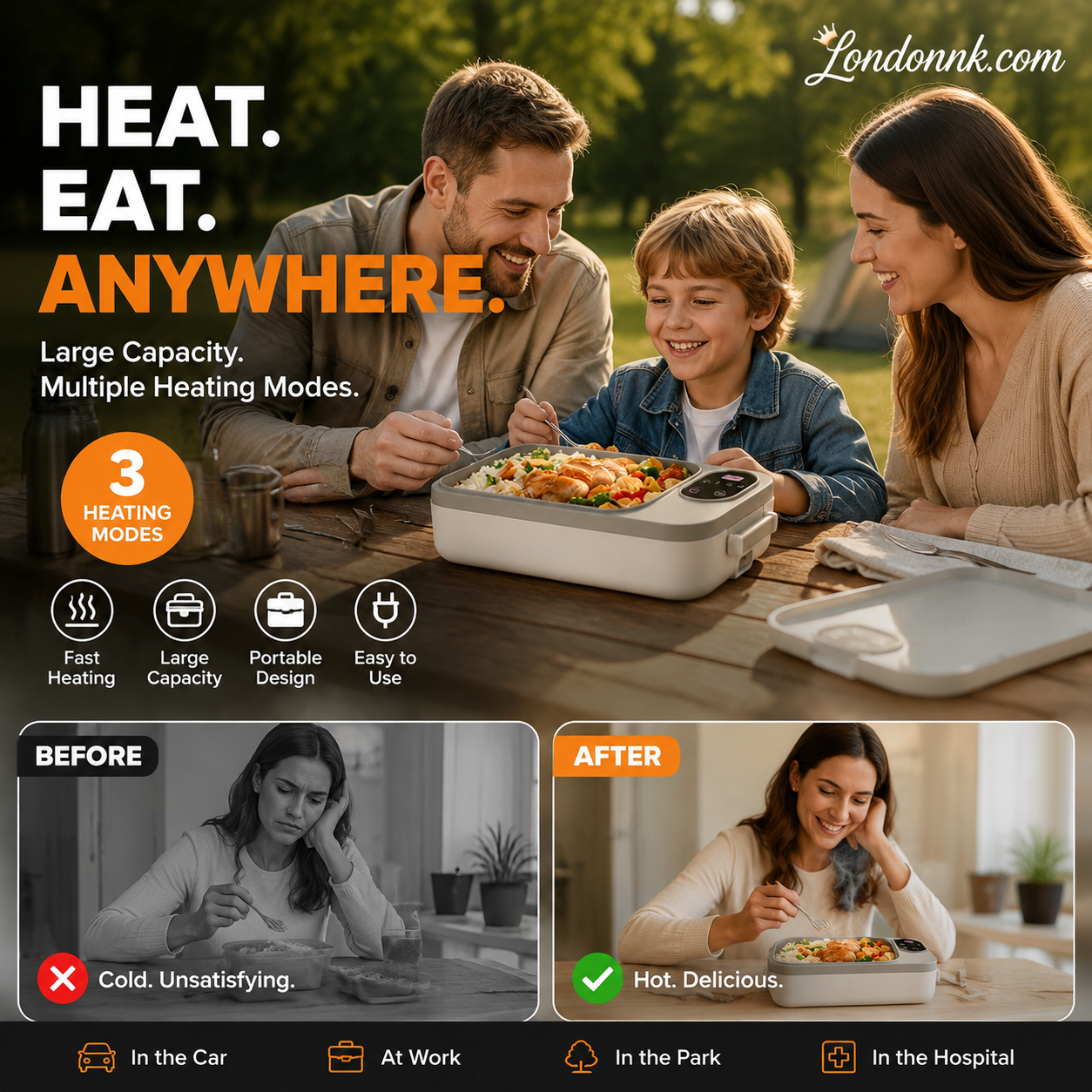🍱Portable electric lunch box with self-heating