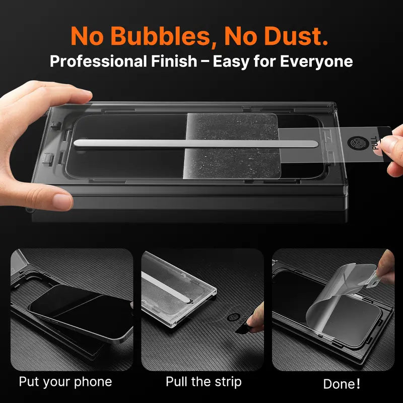 ⏰HD/Anti-Peeping Tempered Glass Screen Protector with Auto Dust-Elimination Installation