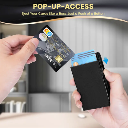 ✨AirTag Wallet for Men - with Pop Up Aluminum Case Money Clip Slim Leather Slots Credit Card Holder RFID Blocking Bifold Minimalist Wallet
