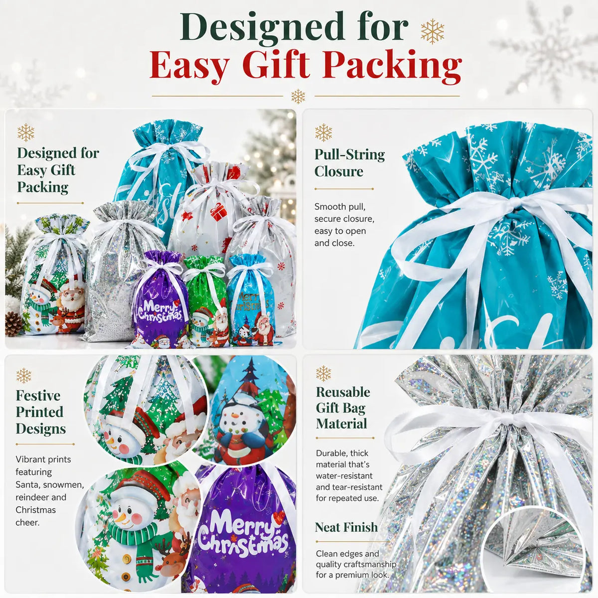 Ready for Christmas!🎅Drawstring Christmas Gift Bags (Biodegradable)