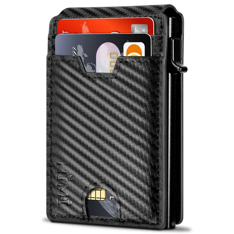 ✨AirTag Wallet for Men - with Pop Up Aluminum Case Money Clip Slim Leather Slots Credit Card Holder RFID Blocking Bifold Minimalist Wallet