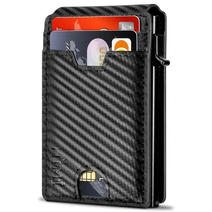 ✨AirTag Wallet for Men - with Pop Up Aluminum Case Money Clip Slim Leather Slots Credit Card Holder RFID Blocking Bifold Minimalist Wallet