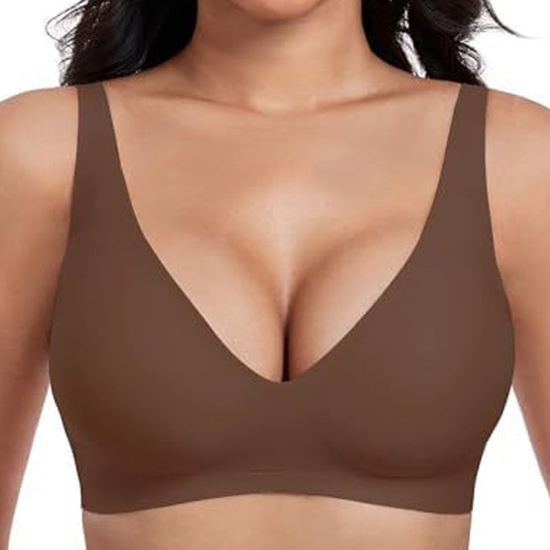 💕Women’s Comfortable Wireless Bras Push Up Bralettes Seamless Tshirts Bras Deep V Everyday Bras