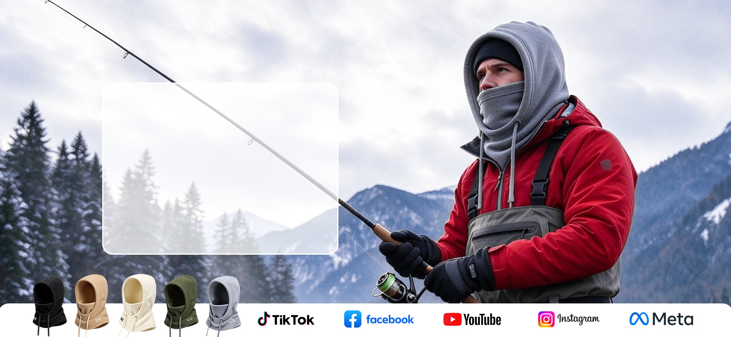 Winter fishing with a warm four-in-one hooded balaclava
