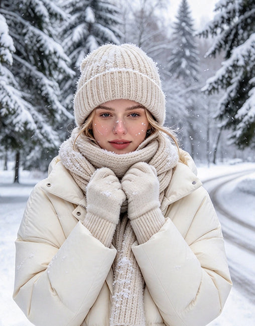 Person trying to stay warm in winter conditions