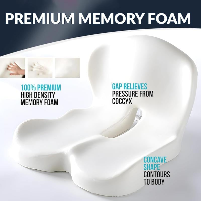 💎Non-Slip Memory Foam Seat Cushion – Prostate Pressure Relief, Sciatica Pain Relief, Breathable Mesh & Universal Fit for Car, Office & Wheelchair