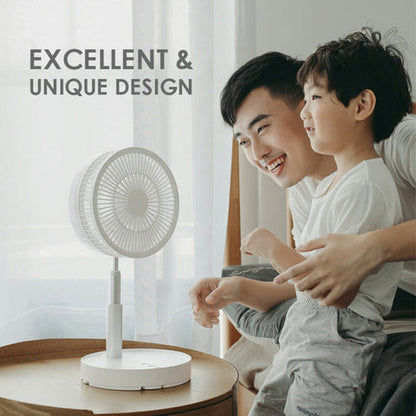 🔋Rechargeable USB Folding Telescopic Fan – Silent, 180° Rotating, 4 Speeds, Portable ✨
