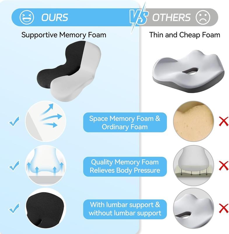 💎Non-Slip Memory Foam Seat Cushion – Prostate Pressure Relief, Sciatica Pain Relief, Breathable Mesh & Universal Fit for Car, Office & Wheelchair