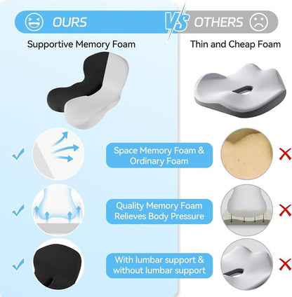💎Non-Slip Memory Foam Seat Cushion – Prostate Pressure Relief, Sciatica Pain Relief, Breathable Mesh & Universal Fit for Car, Office & Wheelchair