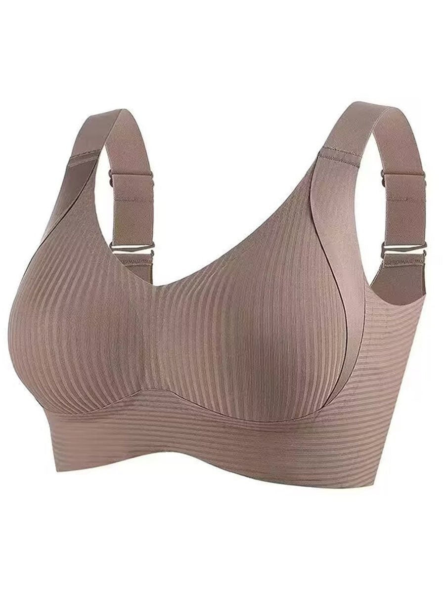 💕Subtle Striped Seamless Bra with W-Support – Comfort & Style!