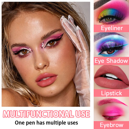 🌈14-Pack Waterproof Colored Gel Eyeliner Pencil – Metallic & Shimmer Finishes, Smudge-Proof（Pencil sharpener color is random）