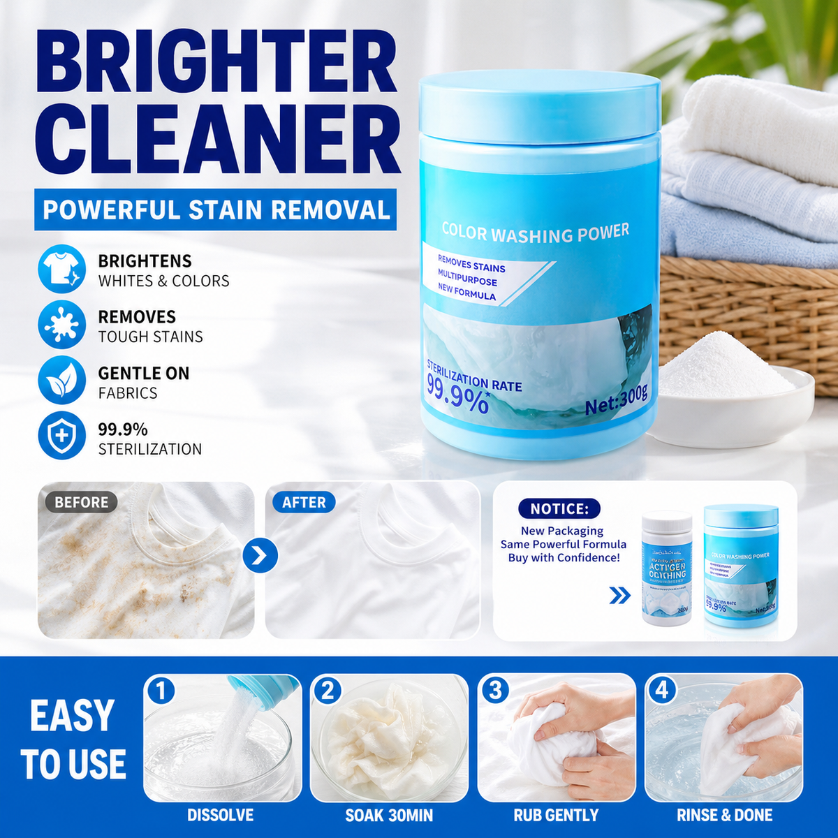 Activated Oxygen Clothing Brightening Cleaning Powder