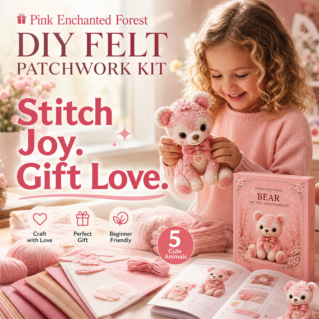 🎁Pink Enchanted Forest DIY Felt Patchwork Kit