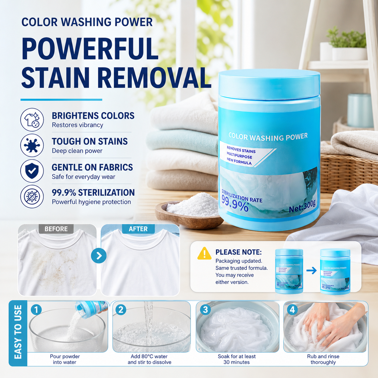 Activated Oxygen Clothing Brightening Cleaning Powder