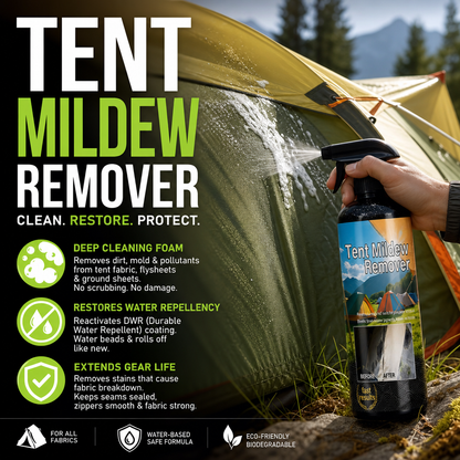 🧴Outdoor Mildew Stain Cleaner – Spray on, wipes off mold instantly. Eco‑friendly, won‘t ruin waterproofing. Tent, awning, shower curtain – all like new! 🏕️💪