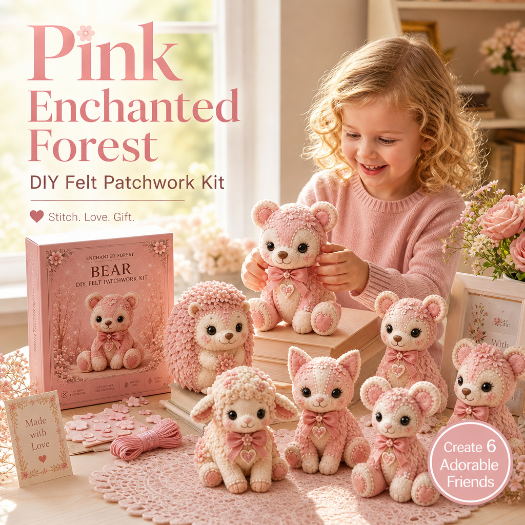 🎁Pink Enchanted Forest DIY Felt Patchwork Kit