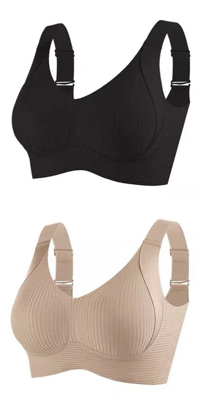 💕Subtle Striped Seamless Bra with W-Support – Comfort & Style!
