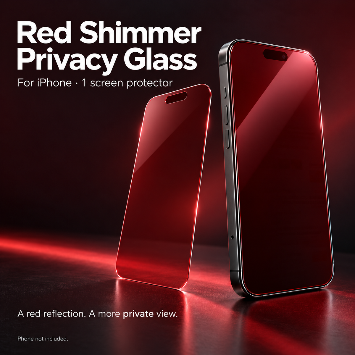 Red shimmer privacy tempered glass screen protector for iPhone