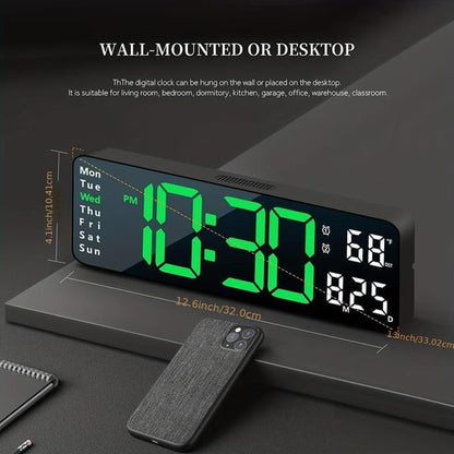 ⚡16" Large Digital Clock with Temperature, Date, Auto DST, Night Light, Auto Brightness Dimmer