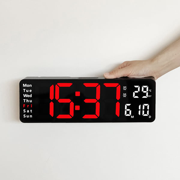 ⚡16" Large Digital Clock with Temperature, Date, Auto DST, Night Light, Auto Brightness Dimmer