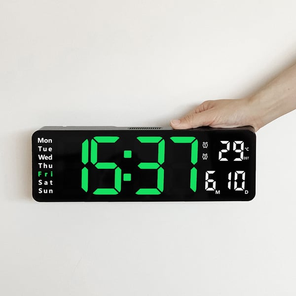 ⚡16" Large Digital Clock with Temperature, Date, Auto DST, Night Light, Auto Brightness Dimmer