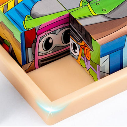 9pcs Six-sided Picture 3D Wooden Puzzle Kit