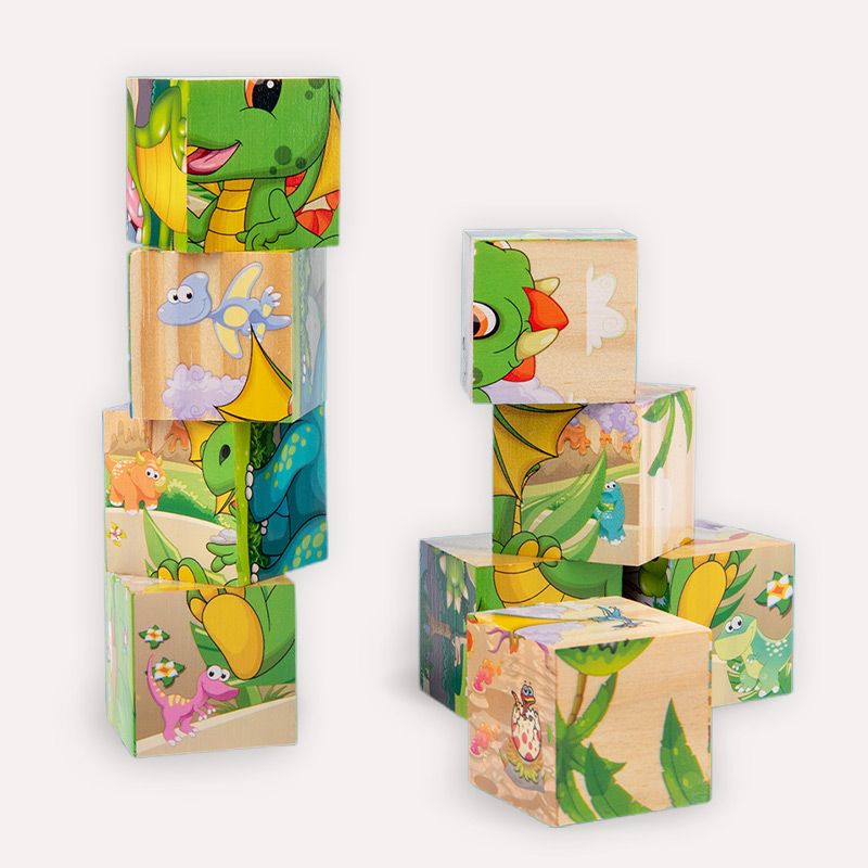 9pcs Six-sided Picture 3D Wooden Puzzle Kit