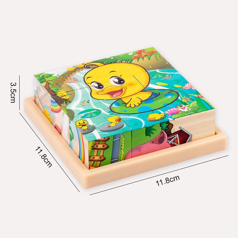 9pcs Six-sided Picture 3D Wooden Puzzle Kit