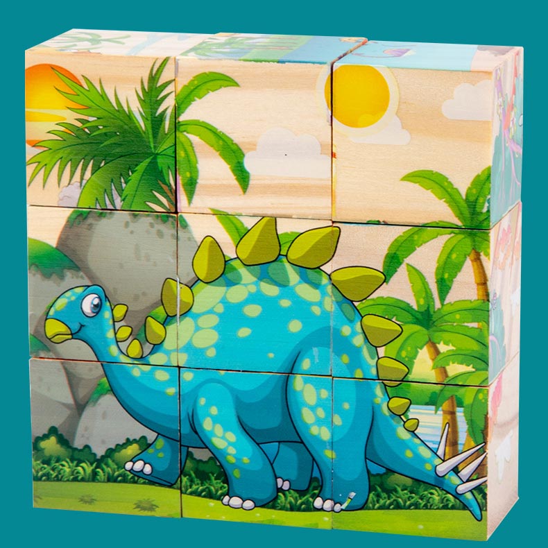 9pcs Six-sided Picture 3D Wooden Puzzle Kit