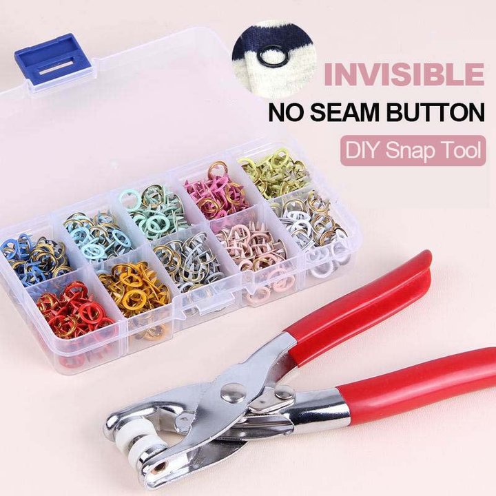 🔥100 pcs Invisible Colored Metal Buckle & 1 Count Manual Pressure Pliers