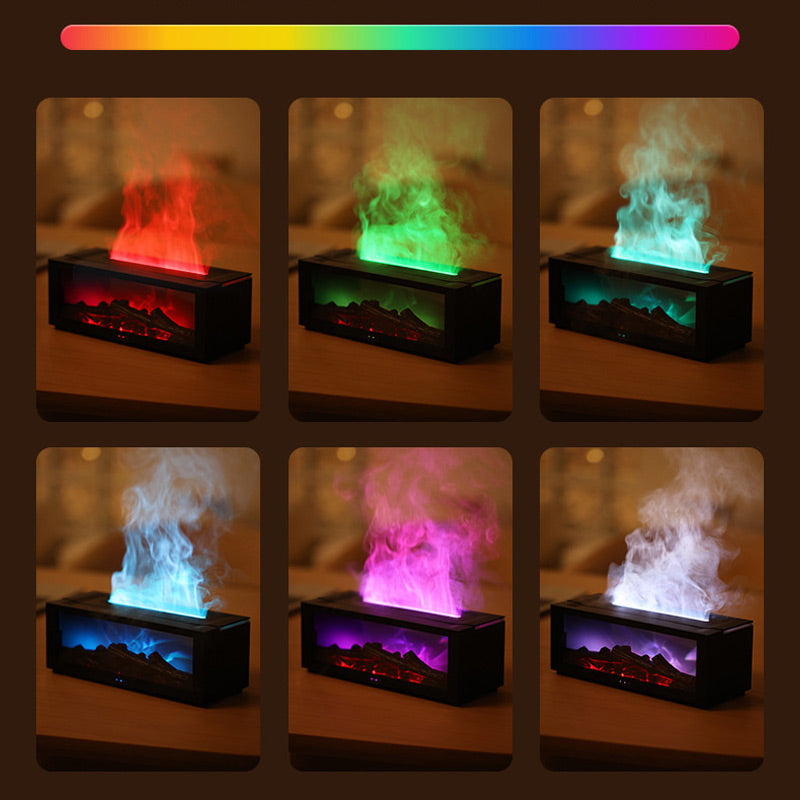 💦 Humidifier with fireplace effect – 7 LED colors and remote control, soothing atmosphere for home/office