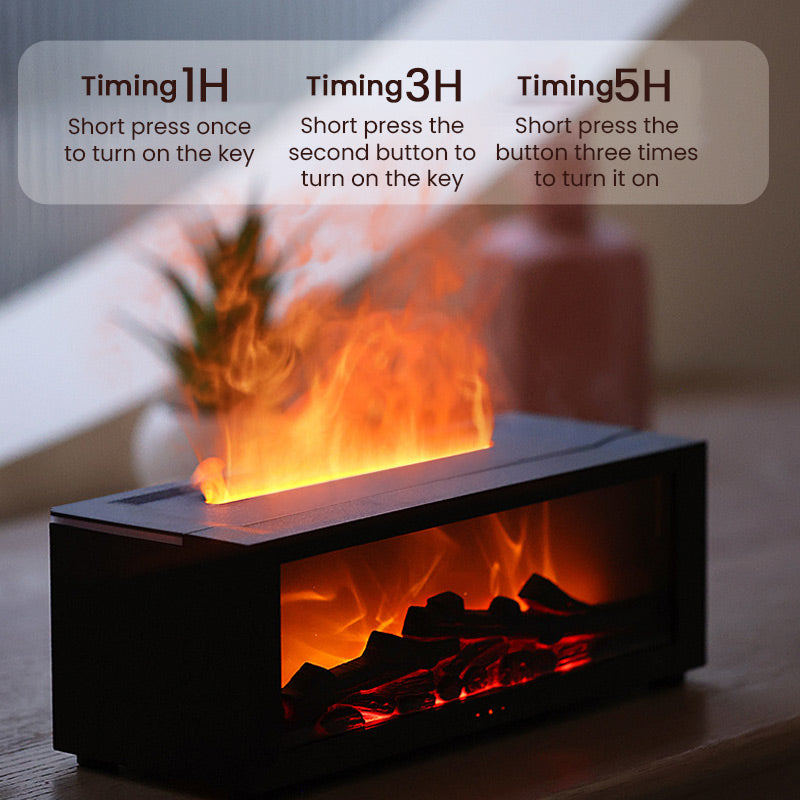 💦 Humidifier with fireplace effect – 7 LED colors and remote control, soothing atmosphere for home/office