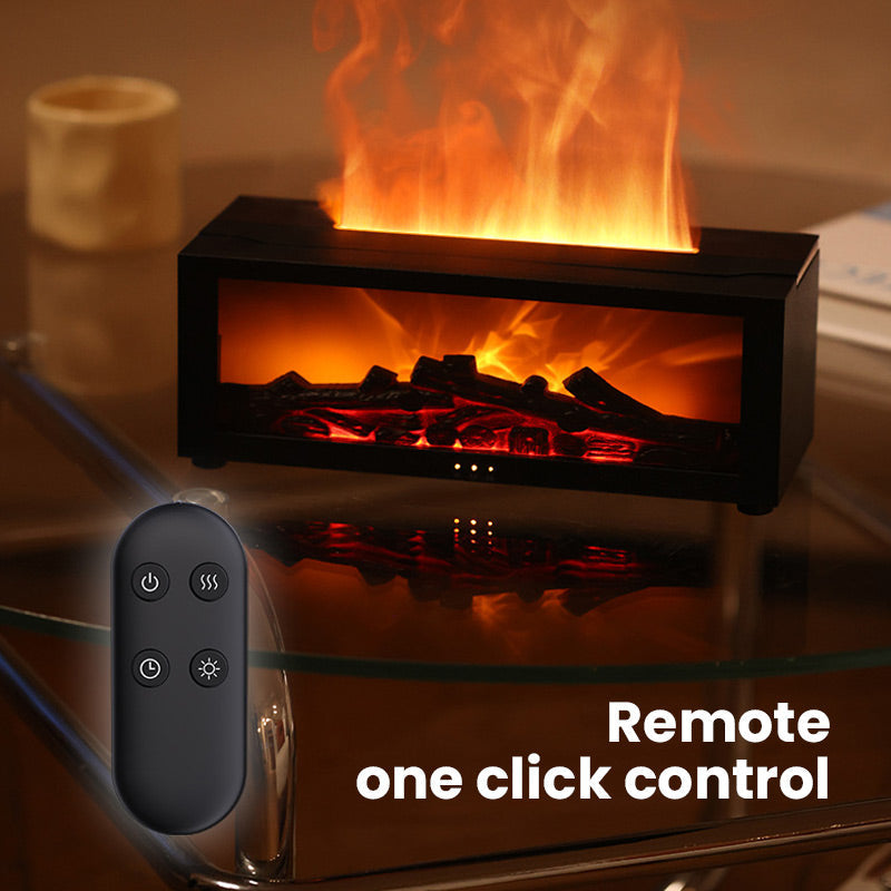 💦 Humidifier with fireplace effect – 7 LED colors and remote control, soothing atmosphere for home/office